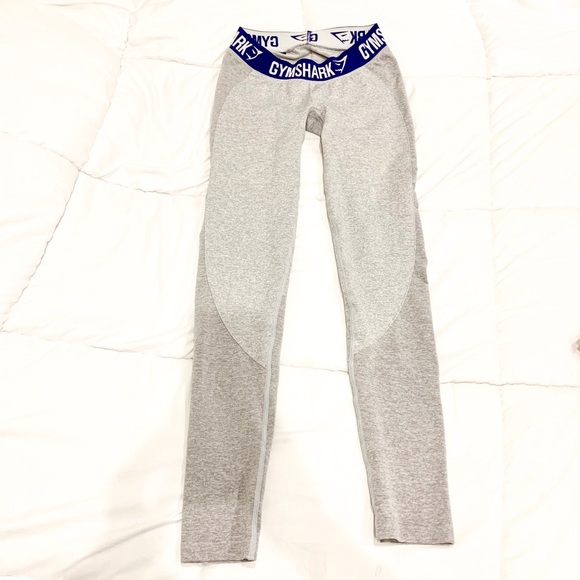 Gymshark Flex Leggings - Light Grey Marl/Indigo - Picture 2 of 3